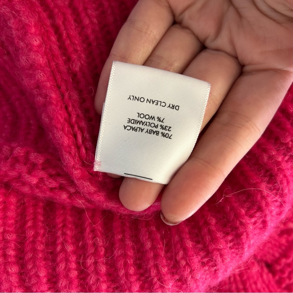 White + Warren Pink Baby Alpaca Wool Pink Knit Sweater - Picture 3 of 5